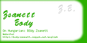 zsanett body business card